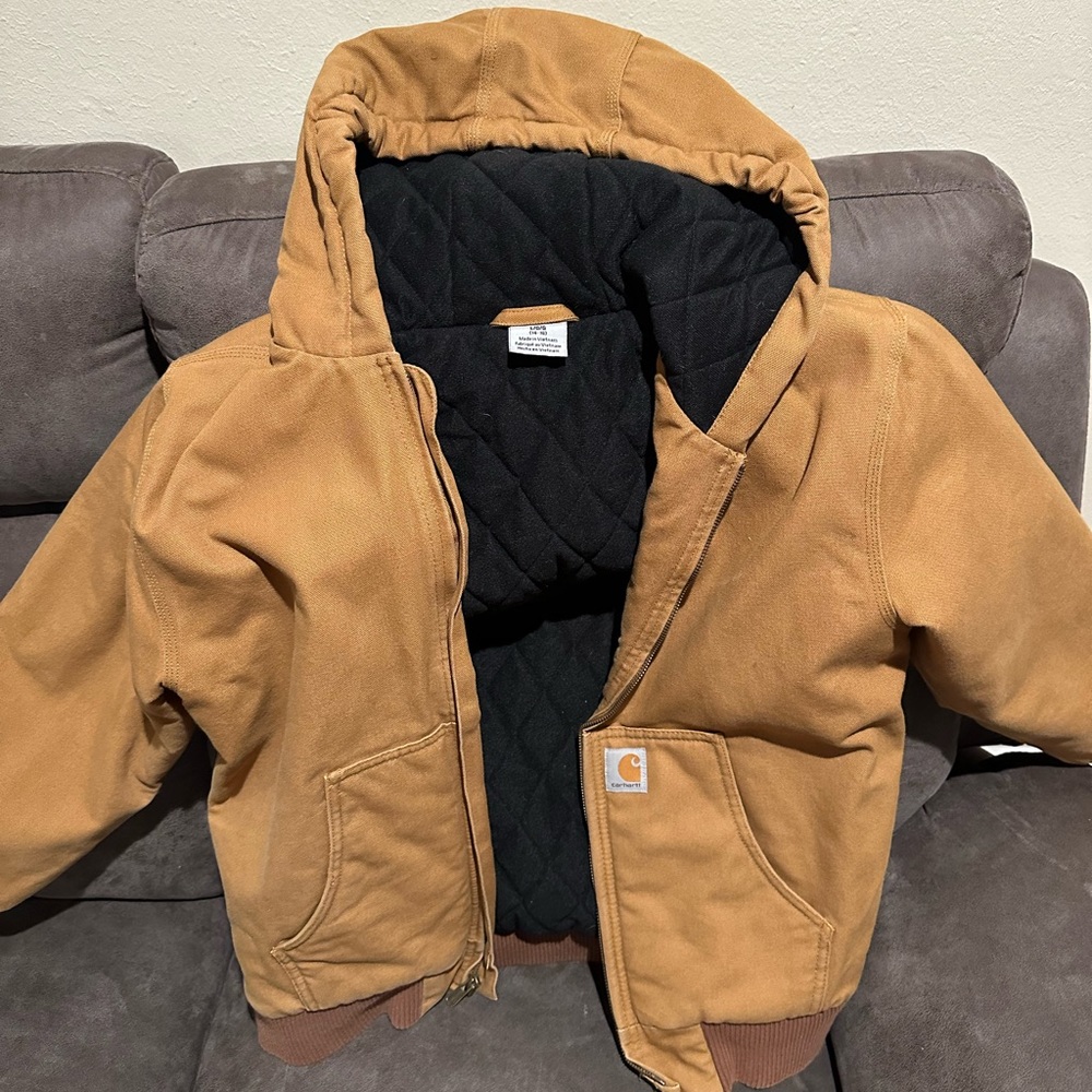 Carhartt Tan Hooded Jacket with Quilted Lining